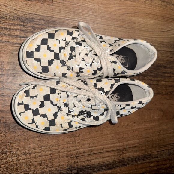 Vans Other - Vans Kids' Checkered Floral Sneakers - Black, White, Yellow